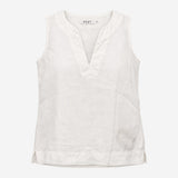 Top White Linen Sleeveless V-Neck
