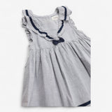 Dress Blue Stripe with Bow and Frilly Bloomers