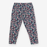 Navy Floral Leggings with Glitter