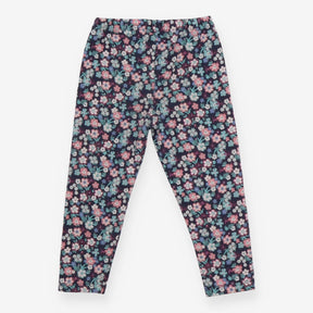 Navy Floral Leggings with Glitter