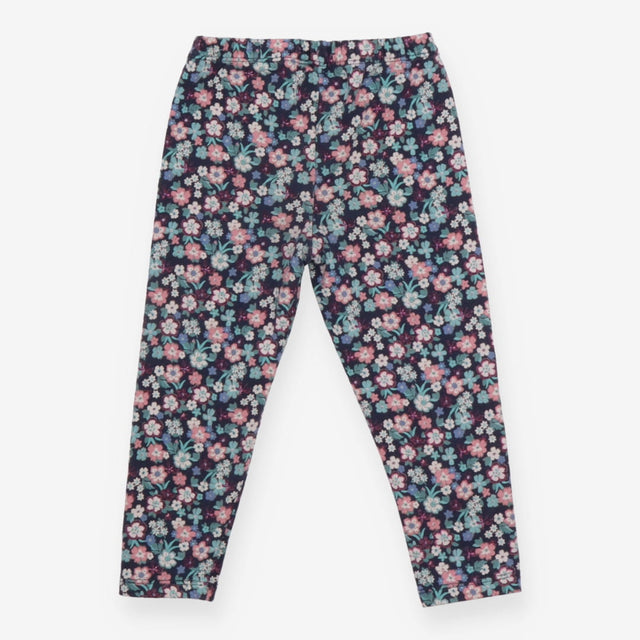 Navy Floral Leggings with Glitter