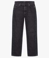 Black Washed Denim High Rise Straight Leg Jeans