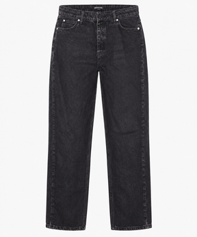 Black Washed Denim High Rise Straight Leg Jeans
