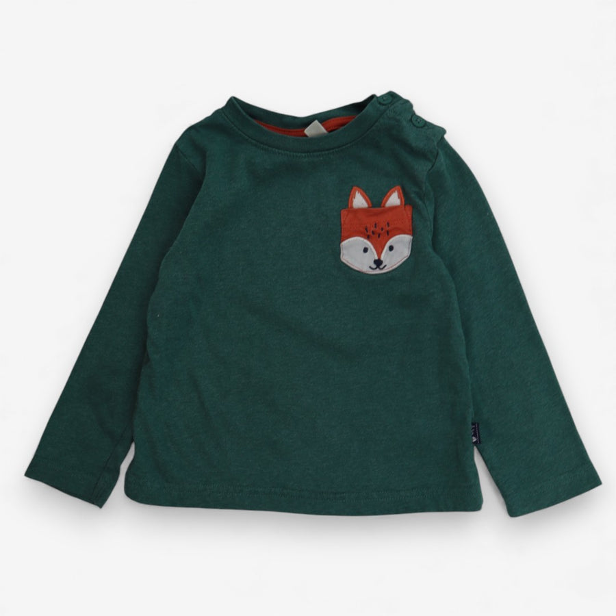 T-Shirt Long Sleeved Green Fox Pocket