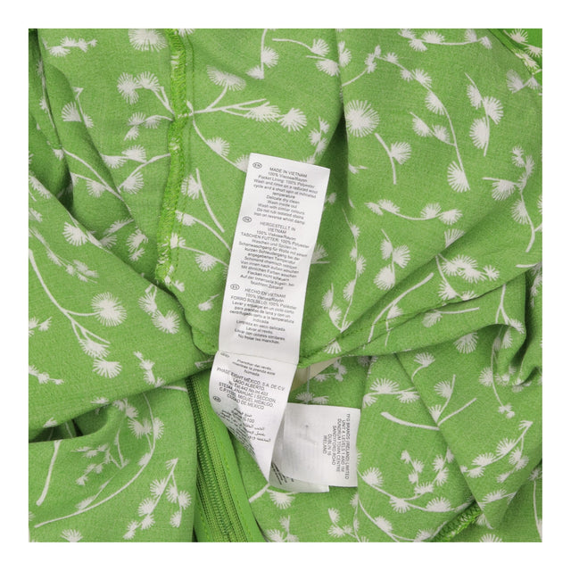 Dress Green Ditsy Floral Button Detail Midi