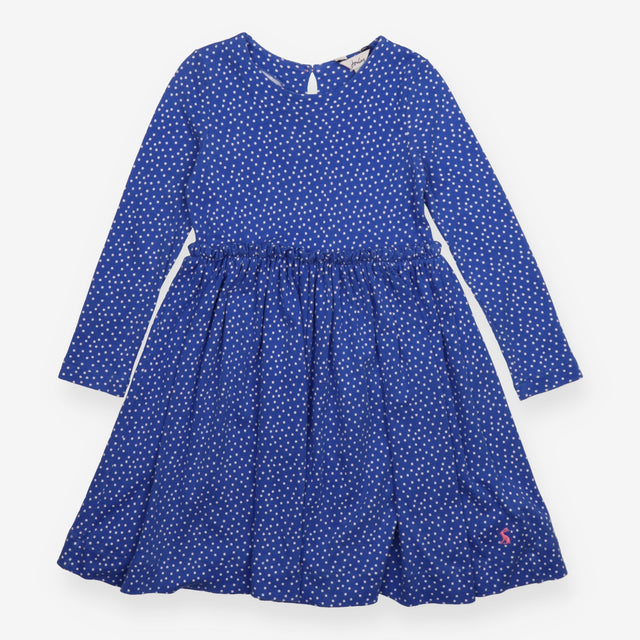 Dress Long Sleeve Blue with White Spots