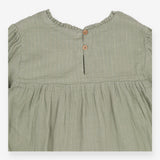 Dress LS muslin gold threads smocked