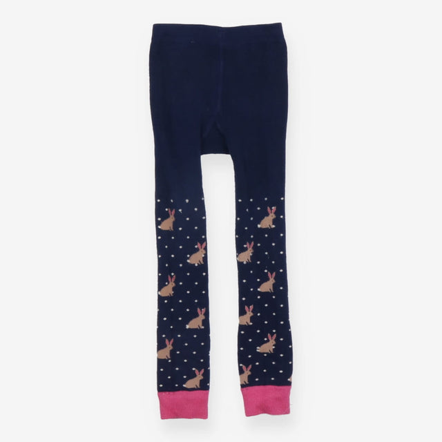 Footless Tights Navy Bunny Appliques