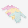 Bodysuit long sleeved striped purple yellow blue