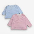 Tee LS 2pc pink stripe blue stripe
