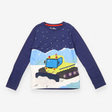 Navy Dog in Snow Plough Long Sleeve