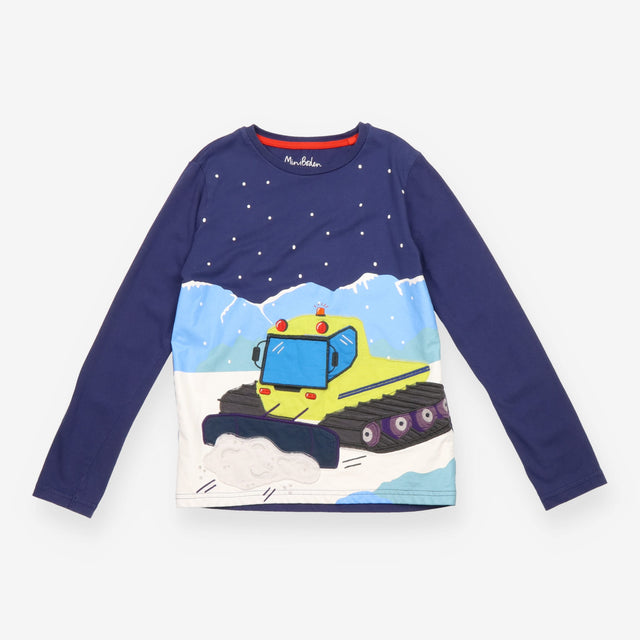 Navy Dog in Snow Plough Long Sleeve