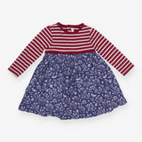 Dress long sleeve striped with blue floral cord 