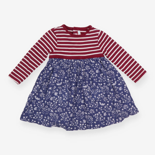 Dress long sleeve striped with blue floral cord 