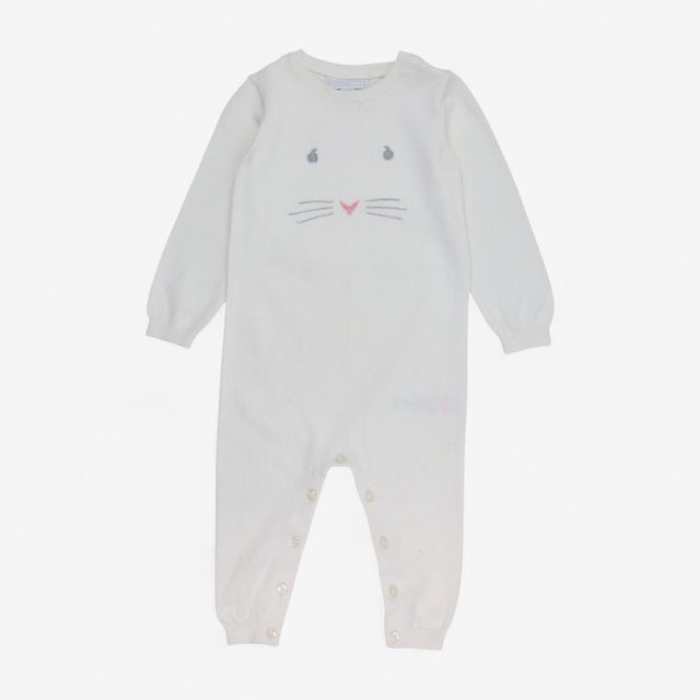 Romper Knit White Mouse Face