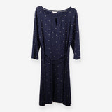 Navy Gold Spot Jersey Tea Dress Tie Waist
