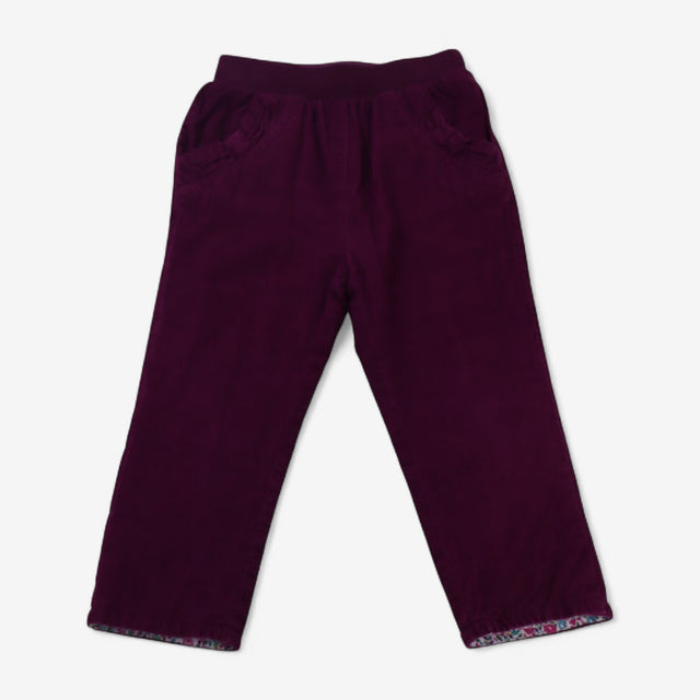 Trouser Cord Plum with Ditsy Lining