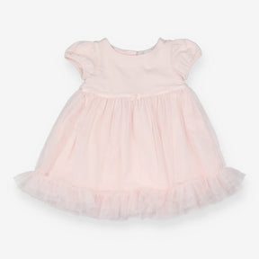 Pink Tulle Skirt Dress with Bow LS