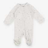 White zip muslin sleepsuit with blue stars
