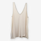 Cream Beaded Sleeveless Vest Blouse