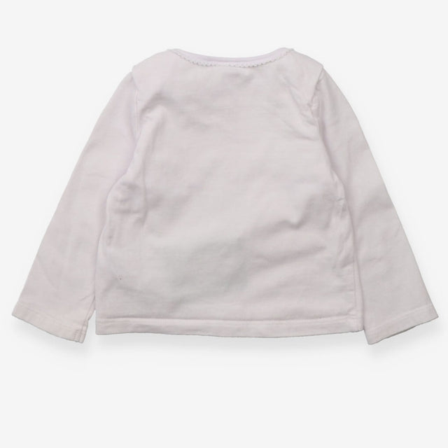 Tee LS white frill edge