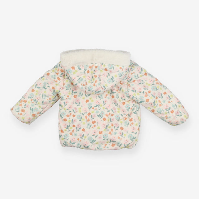 Coat cream with pastel flowers