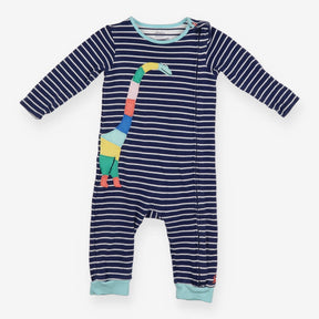 Sleepsuit Navy Stripe Colourful Dinosaur