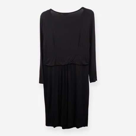 Black Maternity Breastfeeding Midi Dress Long Slee