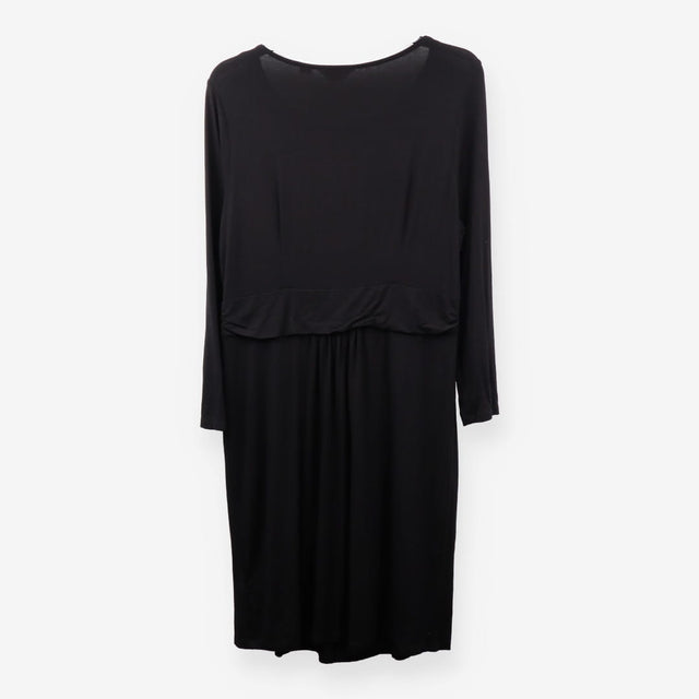 Black Maternity Breastfeeding Midi Dress Long Slee