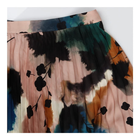 Abstract Floral Pleated Midi Skirt