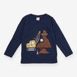 T-Shirt Long Sleeve Navy Bulldozer Applique