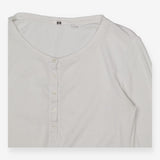 Uniqlo White Henley Long Sleeve Top – Smooth Cotto