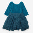 Dress teal velour tulle ruffle skirt