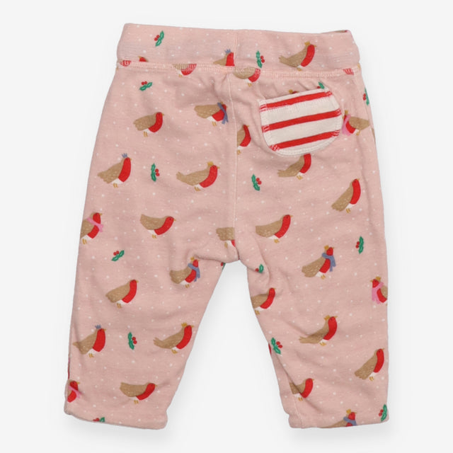 Leggings reversible red stripe pink festive robins