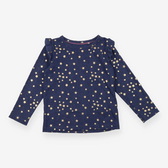 T-shirt navy pointelle gold stars