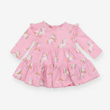 Dress Jersey Pink Rainbow Unicorns