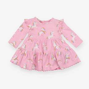 Dress Jersey Pink Rainbow Unicorns