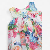 Dress Party White Sleeveless with Floral Print