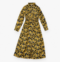 Yellow Floral Long Sleeve Shirt Dress Black