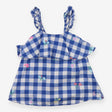 Tunic Sleeveless Blue Checked Gingham Flowers and 