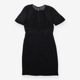 Dress Mini Shauna Lace Trim Sheer Overlay Black