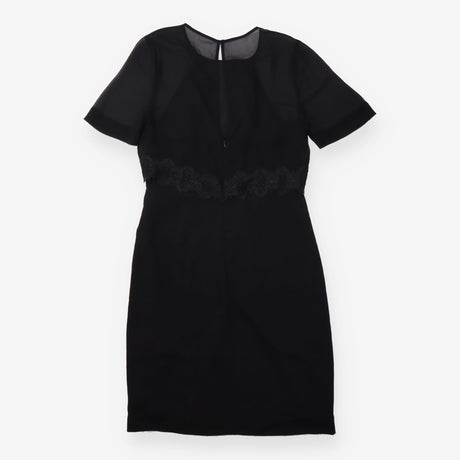 Dress Mini Shauna Lace Trim Sheer Overlay Black