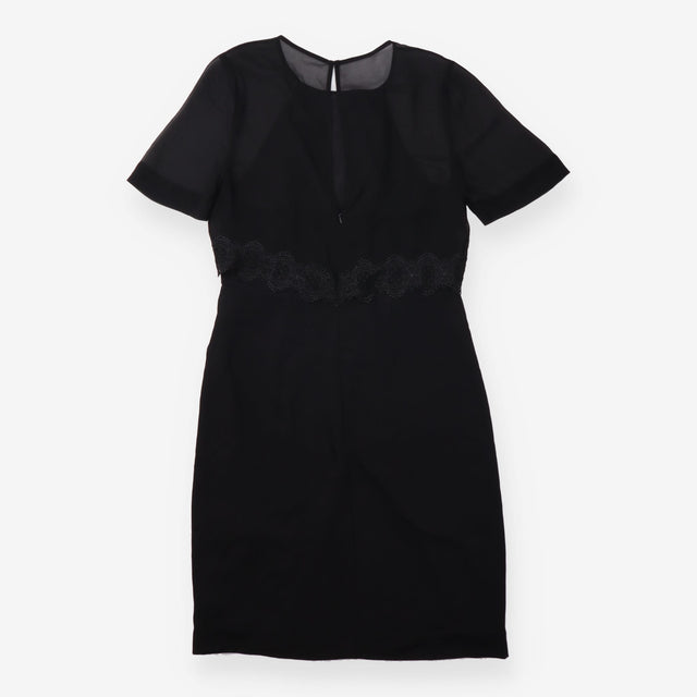 Dress Mini Shauna Lace Trim Sheer Overlay Black
