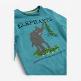 Sweatshirt Green Elephant Print