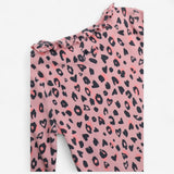 Top long sleeves leopard-print with ruffle necklin