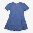 Blue Jersey Seersucker Tiered Mini Dress