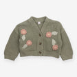Cardigan knit green floral
