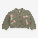 Cardigan knit green floral