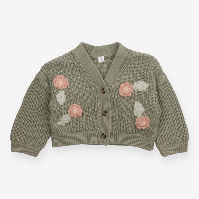 Cardigan knit green floral