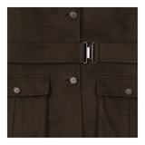 Wool Blend Coat Khaki Military Belted Utility